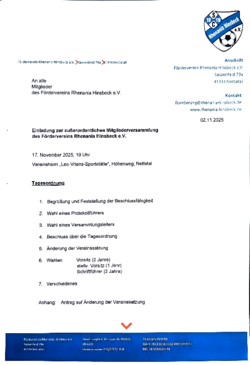 Einladung: außerordentliche Mitgliederversammlung des Fördervereins